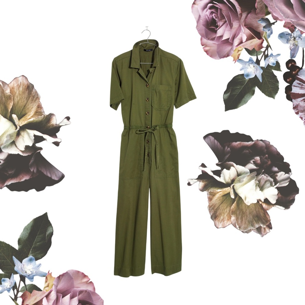 Madewell Olive Green Wide Leg Utility Jumpsuit